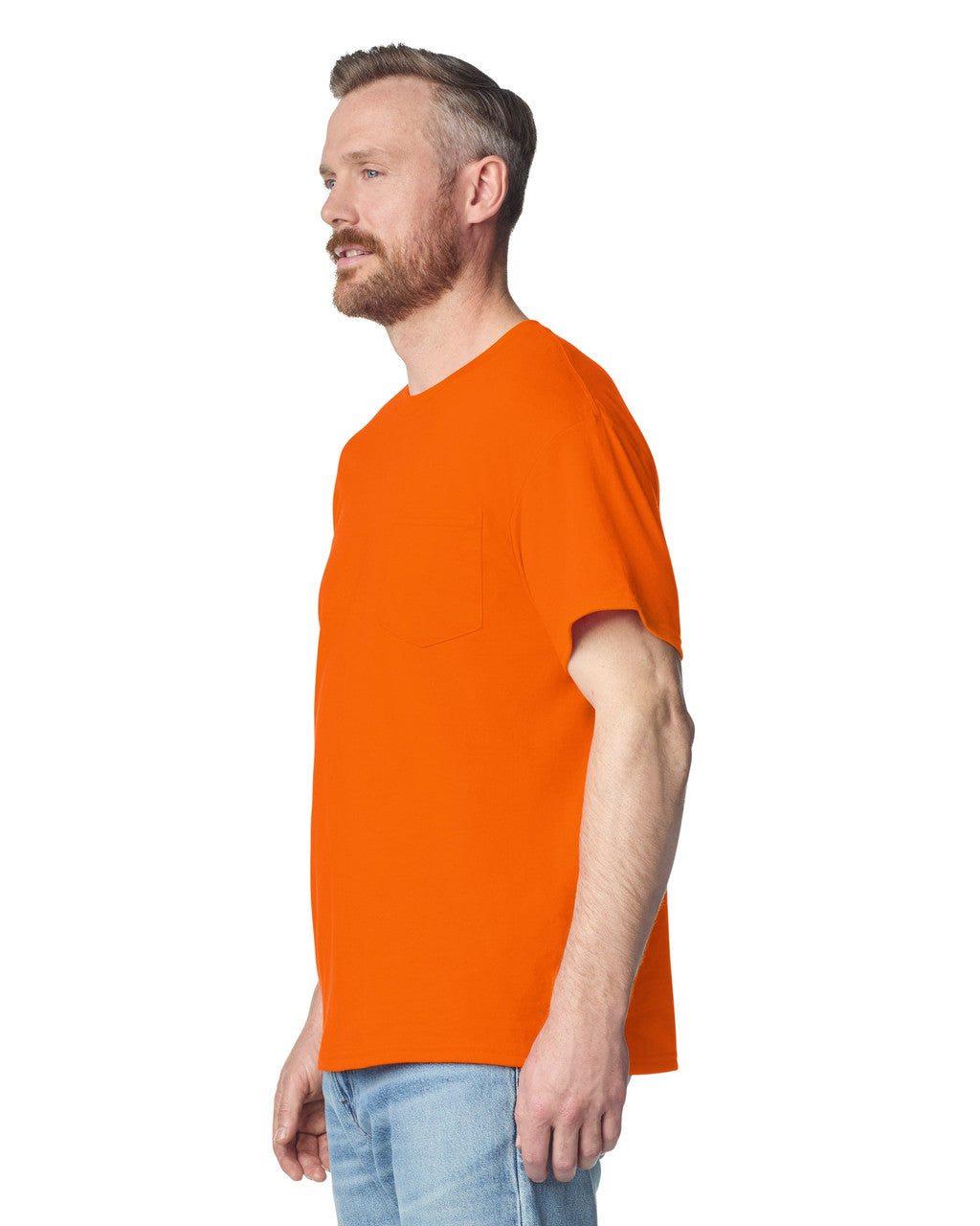Gildan 2300 Unisex Ultra Cotton Pocket T-Shirt - Orange - model side