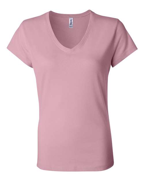 BELLA + CANVAS 6005 Women’s Jersey V-Neck Tee - Pink - front