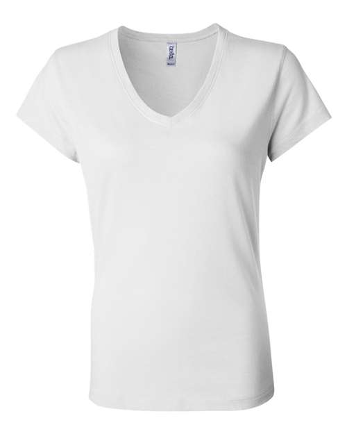 BELLA + CANVAS 6005 Women’s Jersey V-Neck Tee - White - front
