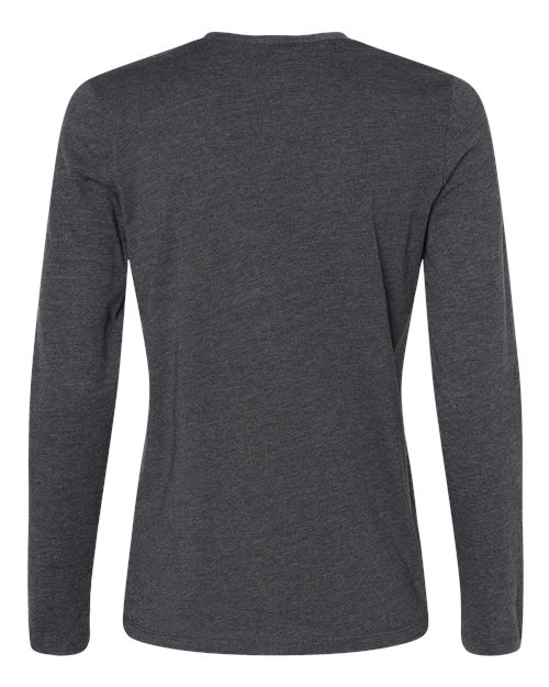 BELLA + CANVAS 6500 Women’s Jersey Long Sleeve Tee - Dark Grey Heather - back