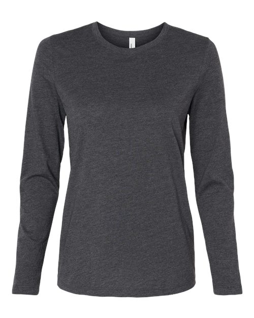 BELLA + CANVAS 6500 Women’s Jersey Long Sleeve Tee - Dark Grey Heather - front