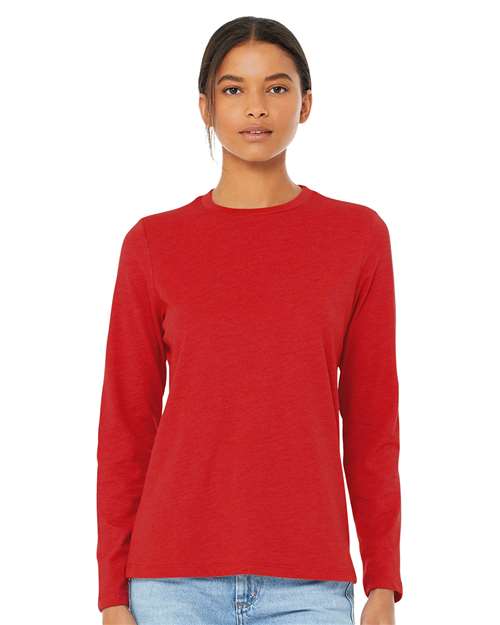 BELLA + CANVAS 6500 Women’s Jersey Long Sleeve Tee - Red - model front