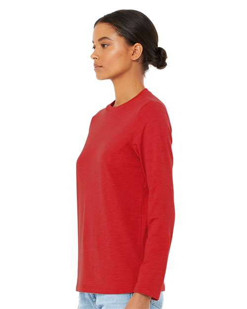 BELLA + CANVAS 6500 Women’s Jersey Long Sleeve Tee - Red - model side