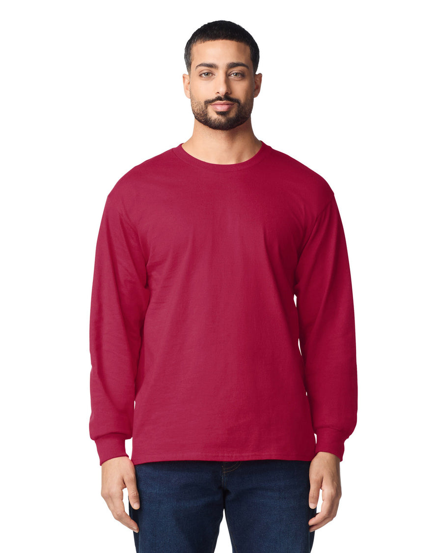 Gildan G240 Ultra Cotton Long Sleeve T-Shirt - Cardinal Red - model front