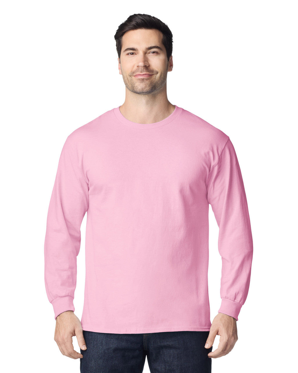 Gildan G240 Ultra Cotton Long Sleeve T-Shirt - Light Pink - model front