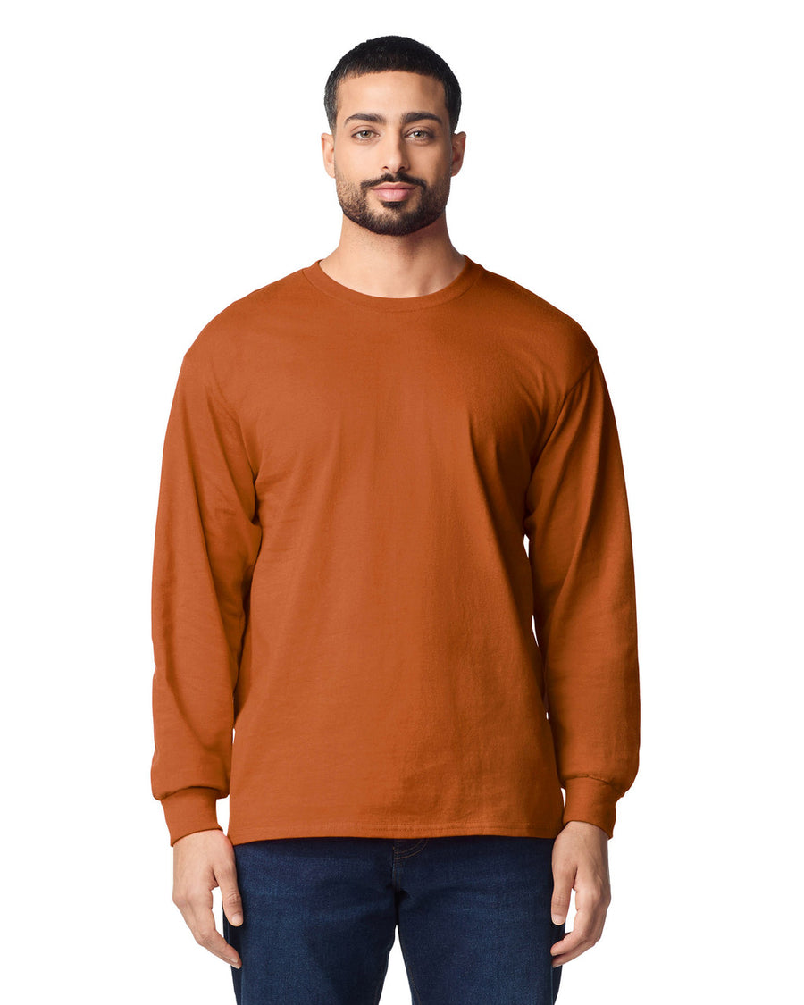 Gildan G240 Ultra Cotton Long Sleeve T-Shirt - Orange - model front