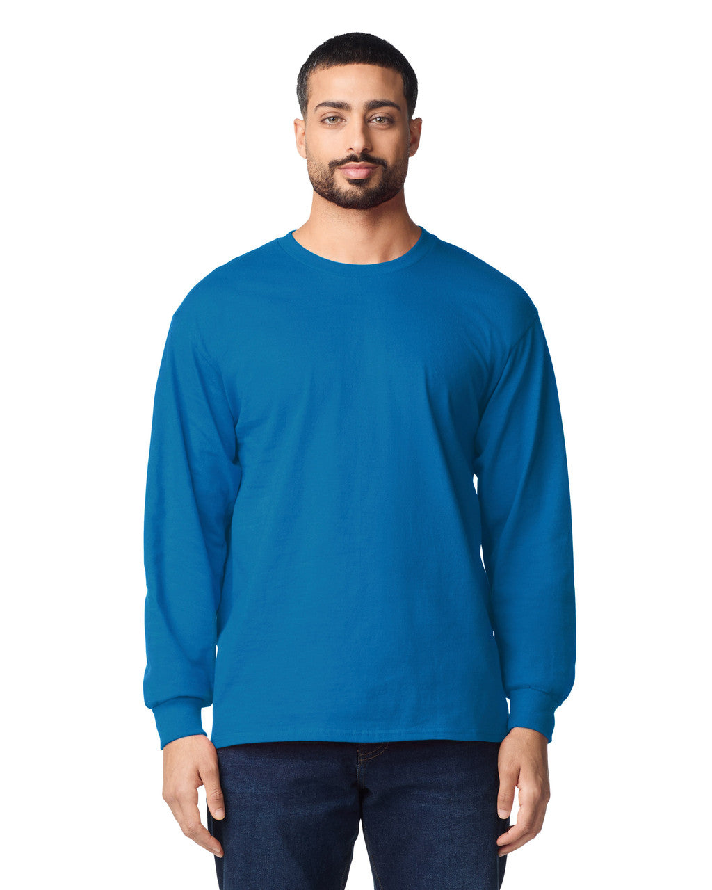 Gildan G240 Ultra Cotton Long Sleeve T-Shirt - Sapphire - model front