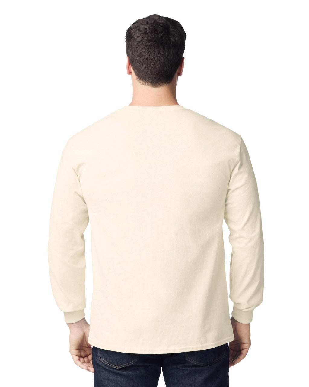 Gildan G240 Ultra Cotton Long Sleeve T-Shirt - Natural - model back
