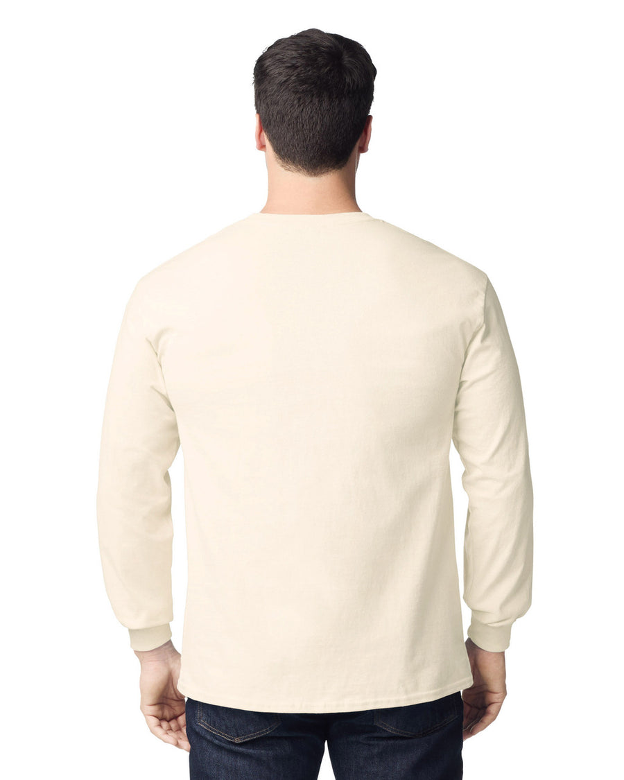 Gildan G240 Ultra Cotton Long Sleeve T-Shirt - Natural - model back