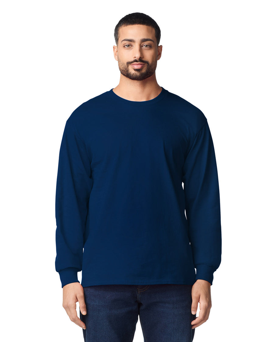 Gildan G240 Ultra Cotton Long Sleeve T-Shirt - Navy - model front