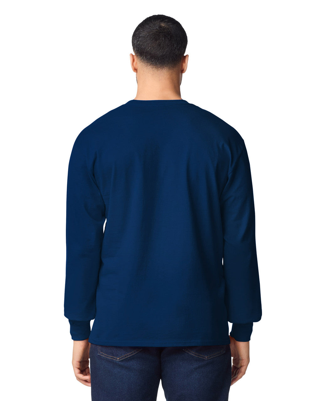 Gildan G240 Ultra Cotton Long Sleeve T-Shirt - Navy - model back