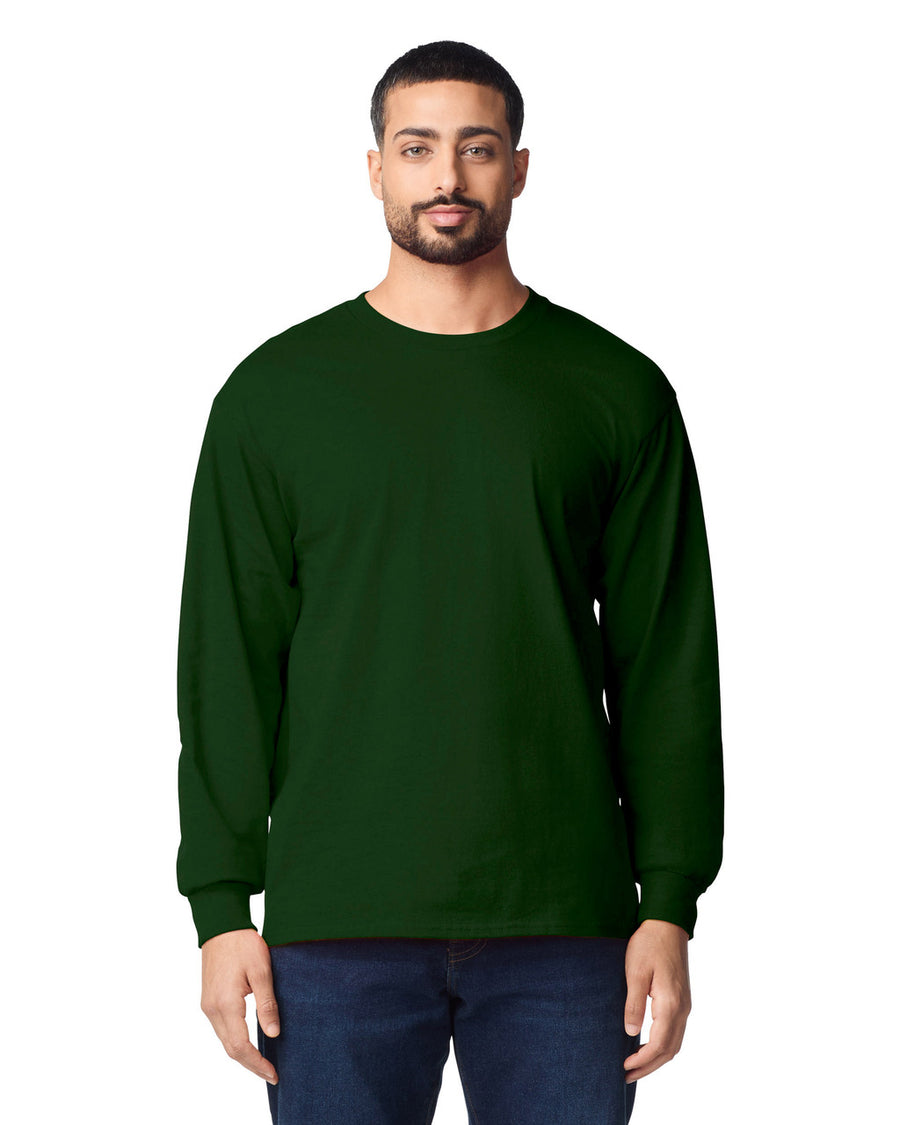 Gildan G240 Ultra Cotton Long Sleeve T-Shirt - Forest Green - model front
