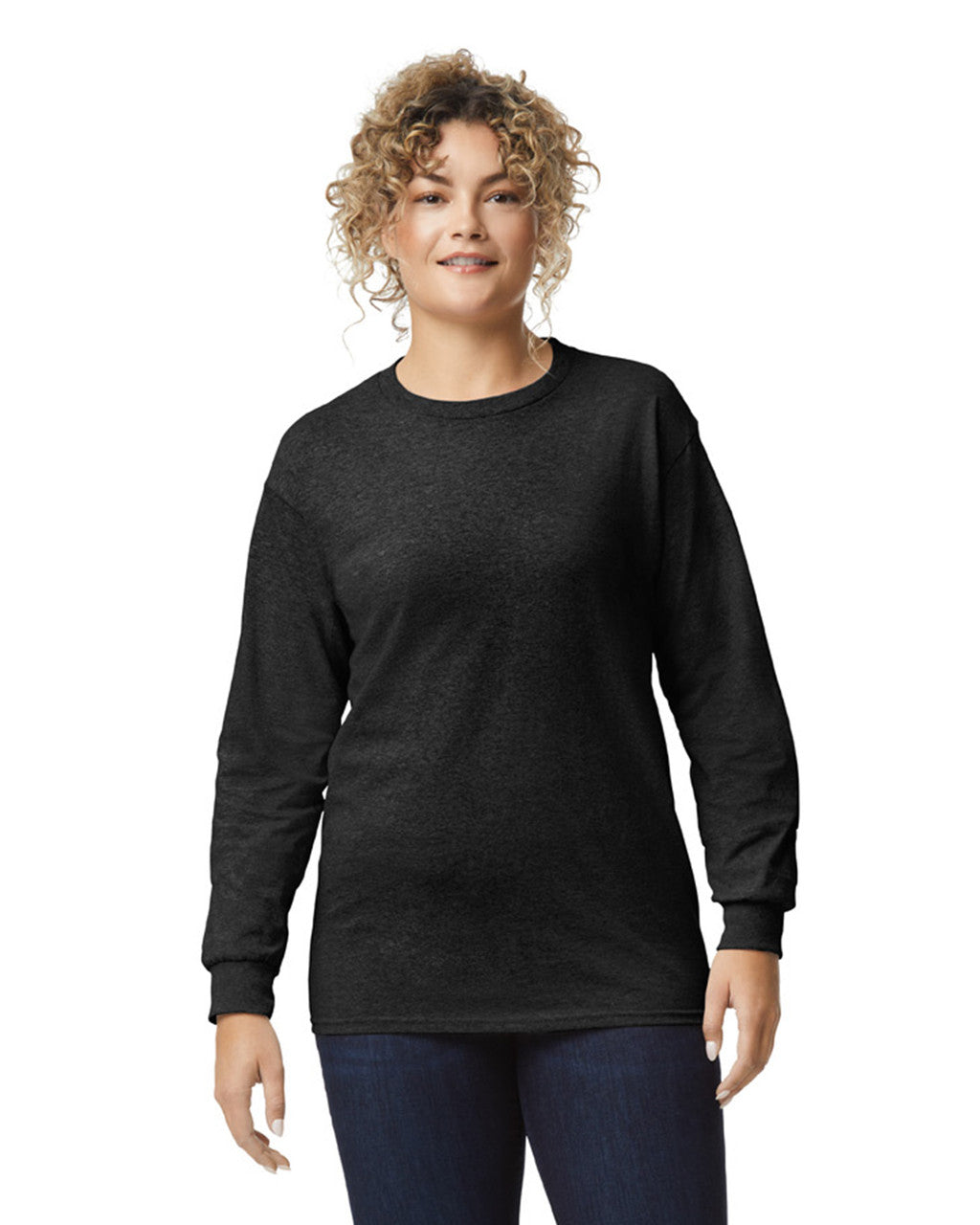 Gildan G240 Ultra Cotton Long Sleeve T-Shirt - Black - model front