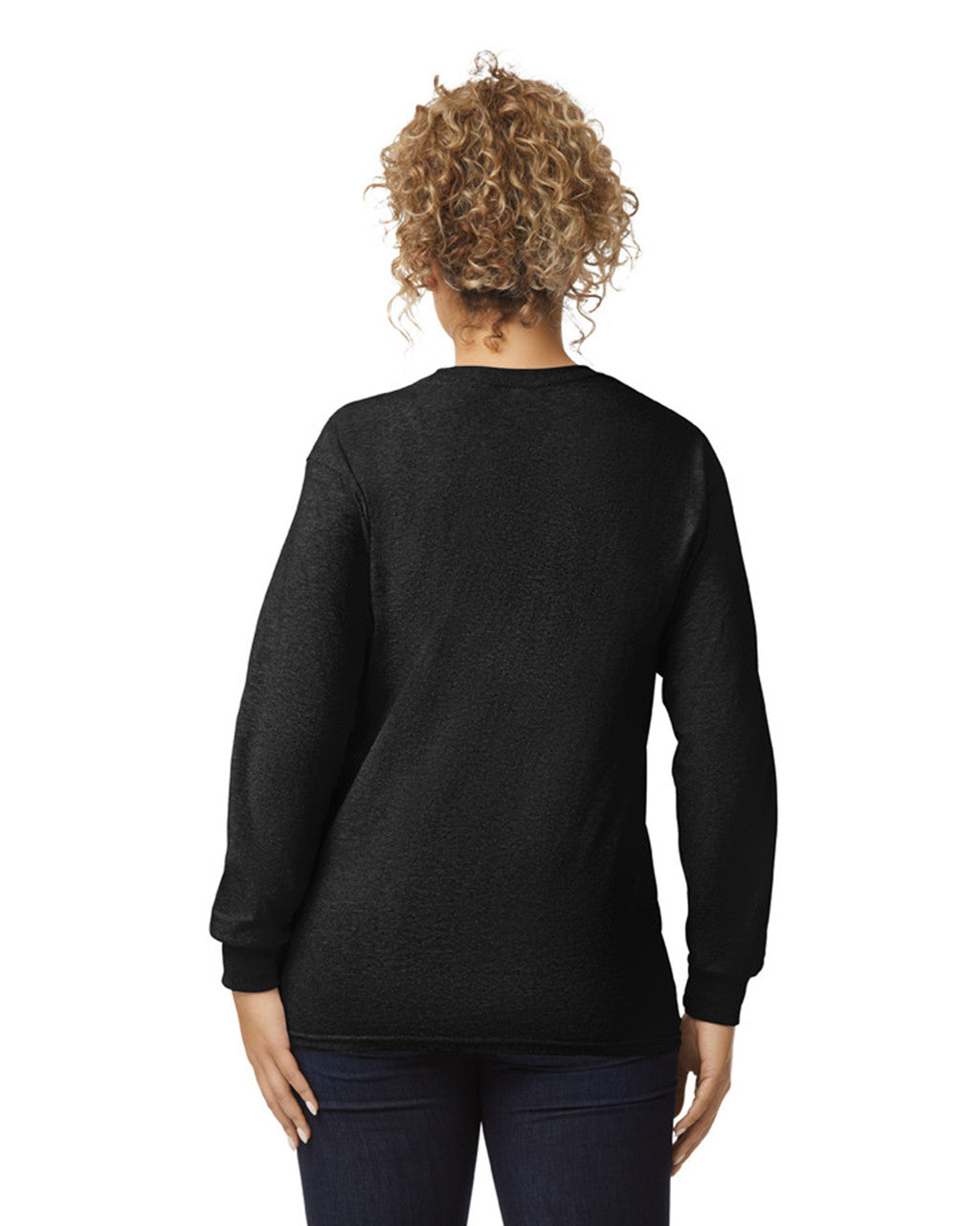 Gildan G240 Ultra Cotton Long Sleeve T-Shirt - Black - model back