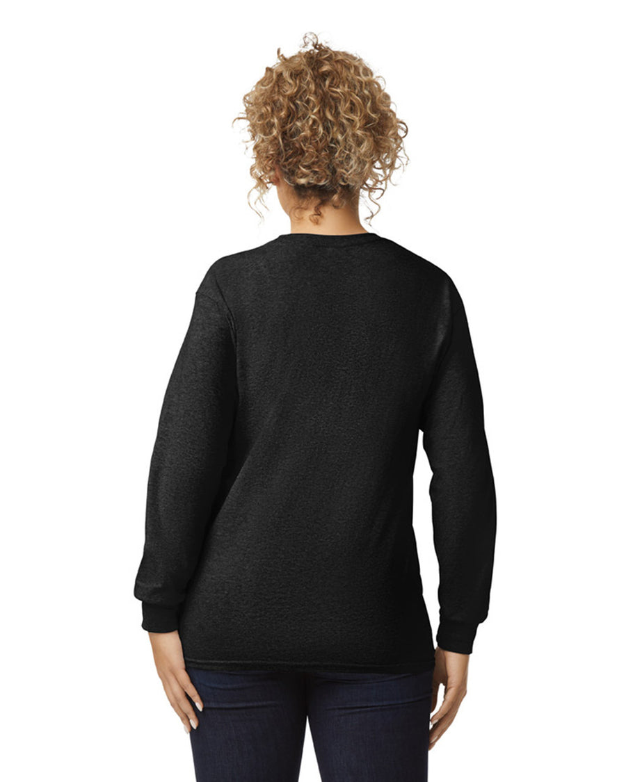 Gildan G240 Ultra Cotton Long Sleeve T-Shirt - Black - model back
