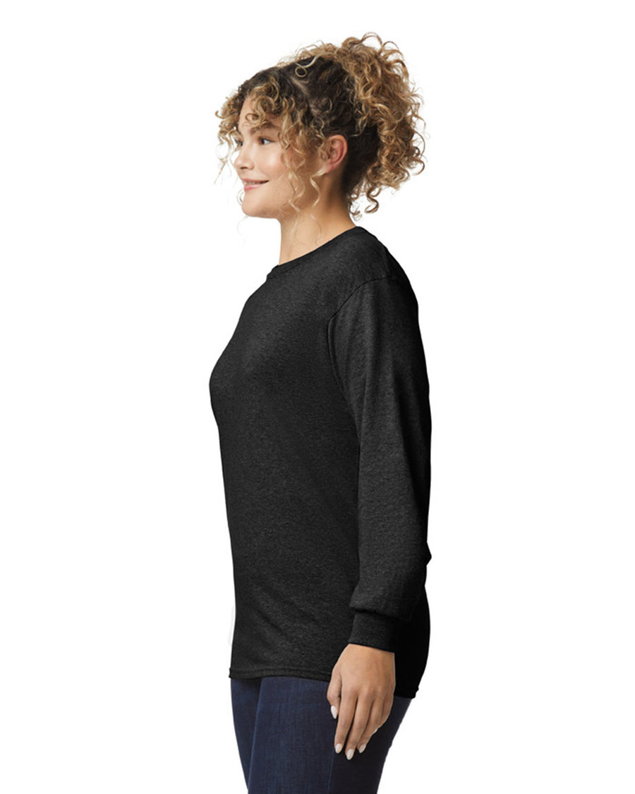 Gildan G240 Ultra Cotton Long Sleeve T-Shirt - Black - model side