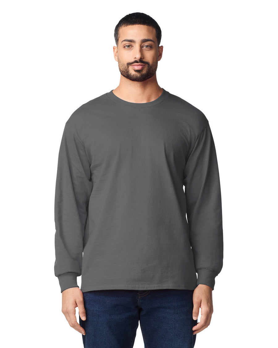 Gildan G240 Ultra Cotton Long Sleeve T-Shirt - Charcoal - model front