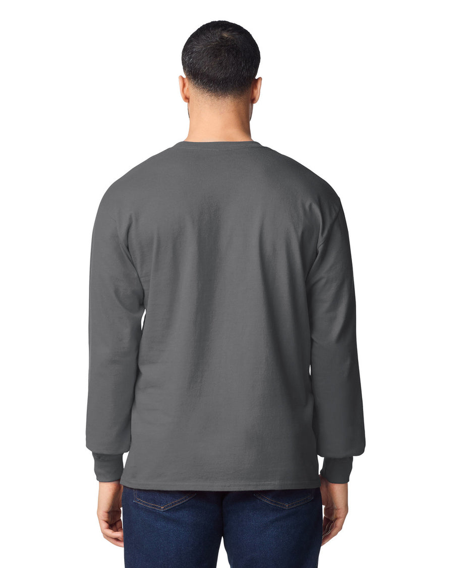 Gildan G240 Ultra Cotton Long Sleeve T-Shirt - Charcoal - model back