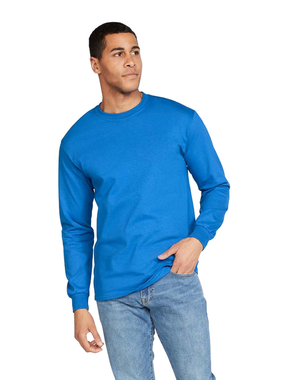Gildan G240 Ultra Cotton Long Sleeve T-Shirt - Royal - model front