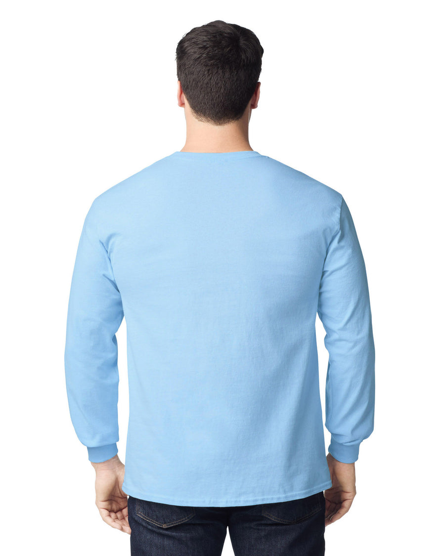 Gildan G240 Ultra Cotton Long Sleeve T-Shirt - Light Blue - model back