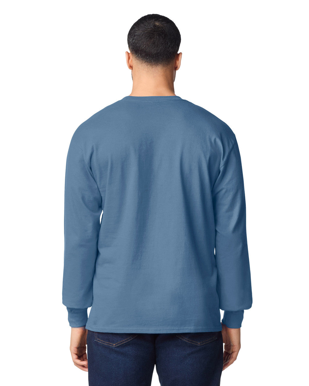 Gildan G240 Ultra Cotton Long Sleeve T-Shirt - Indigo Blue - model back