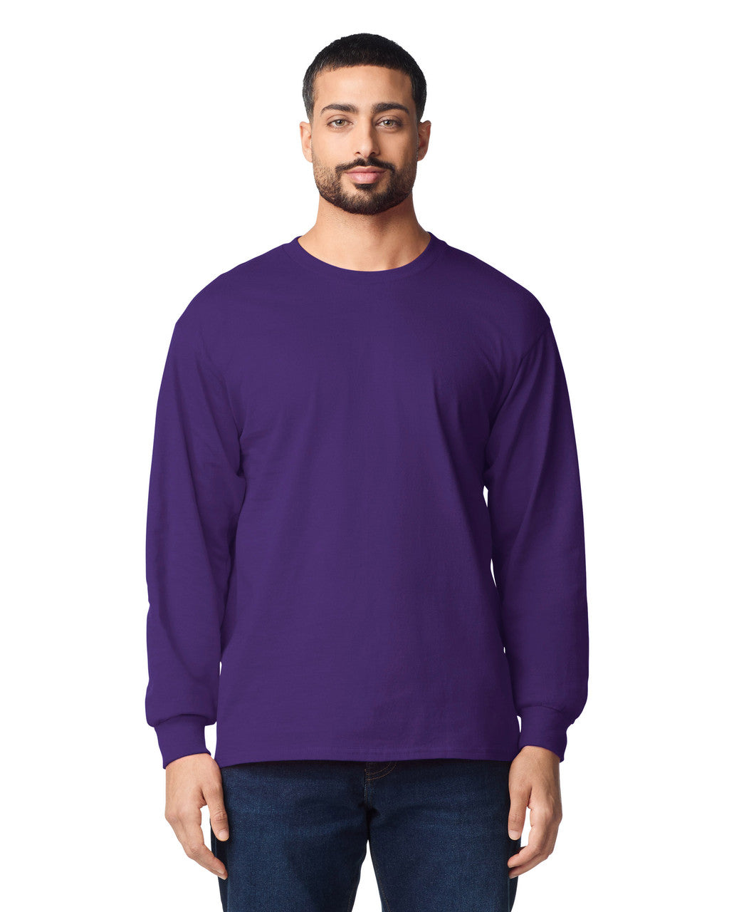 Gildan G240 Ultra Cotton Long Sleeve T-Shirt - Purple - model front