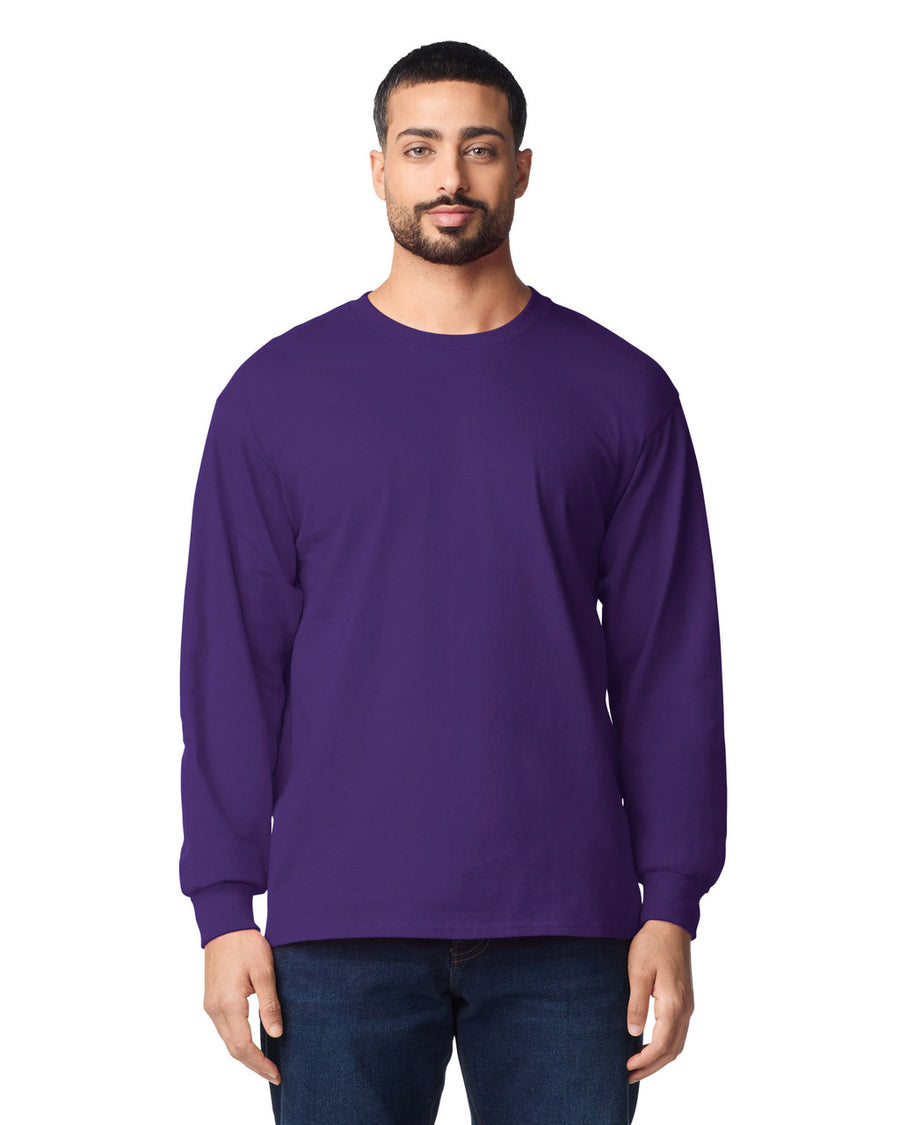 Gildan G240 Ultra Cotton Long Sleeve T-Shirt - Purple - model front