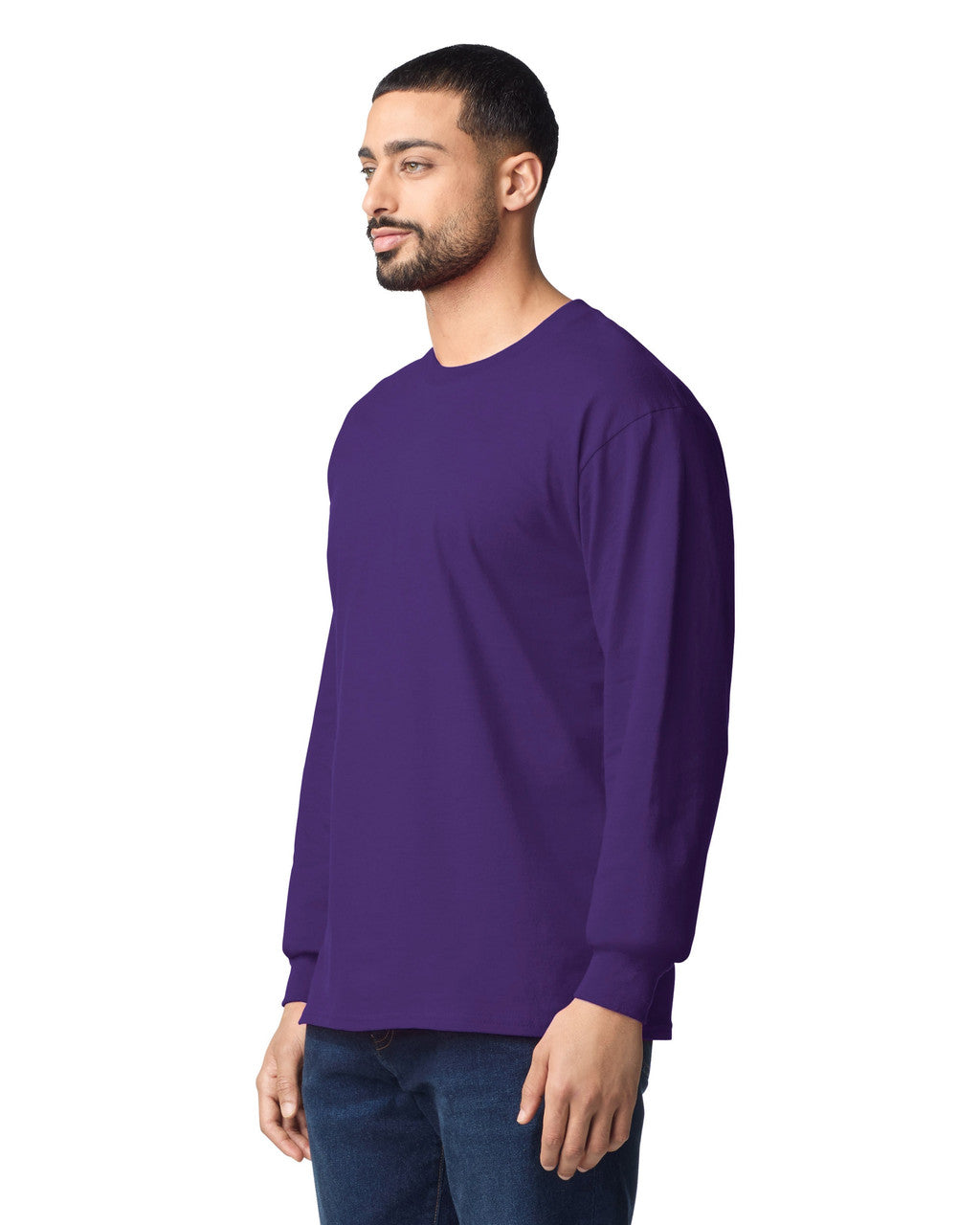 Gildan G240 Ultra Cotton Long Sleeve T-Shirt - Purple - model side