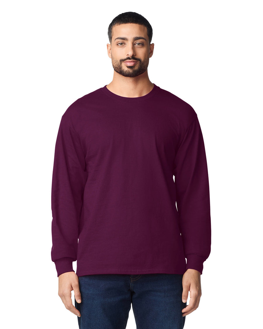 Gildan G240 Ultra Cotton Long Sleeve T-Shirt - Maroon - model front