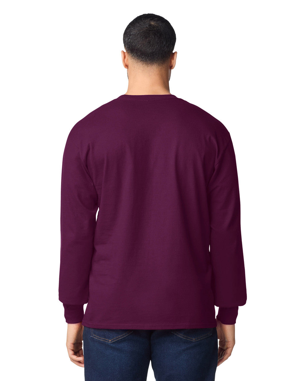 Gildan G240 Ultra Cotton Long Sleeve T-Shirt - Maroon - model back