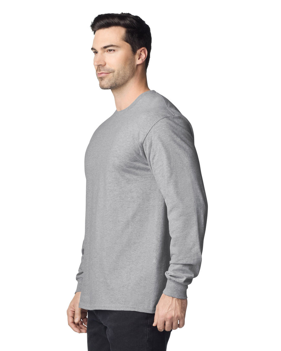 Gildan G240 Ultra Cotton Long Sleeve T-Shirt - Sport Grey - model side