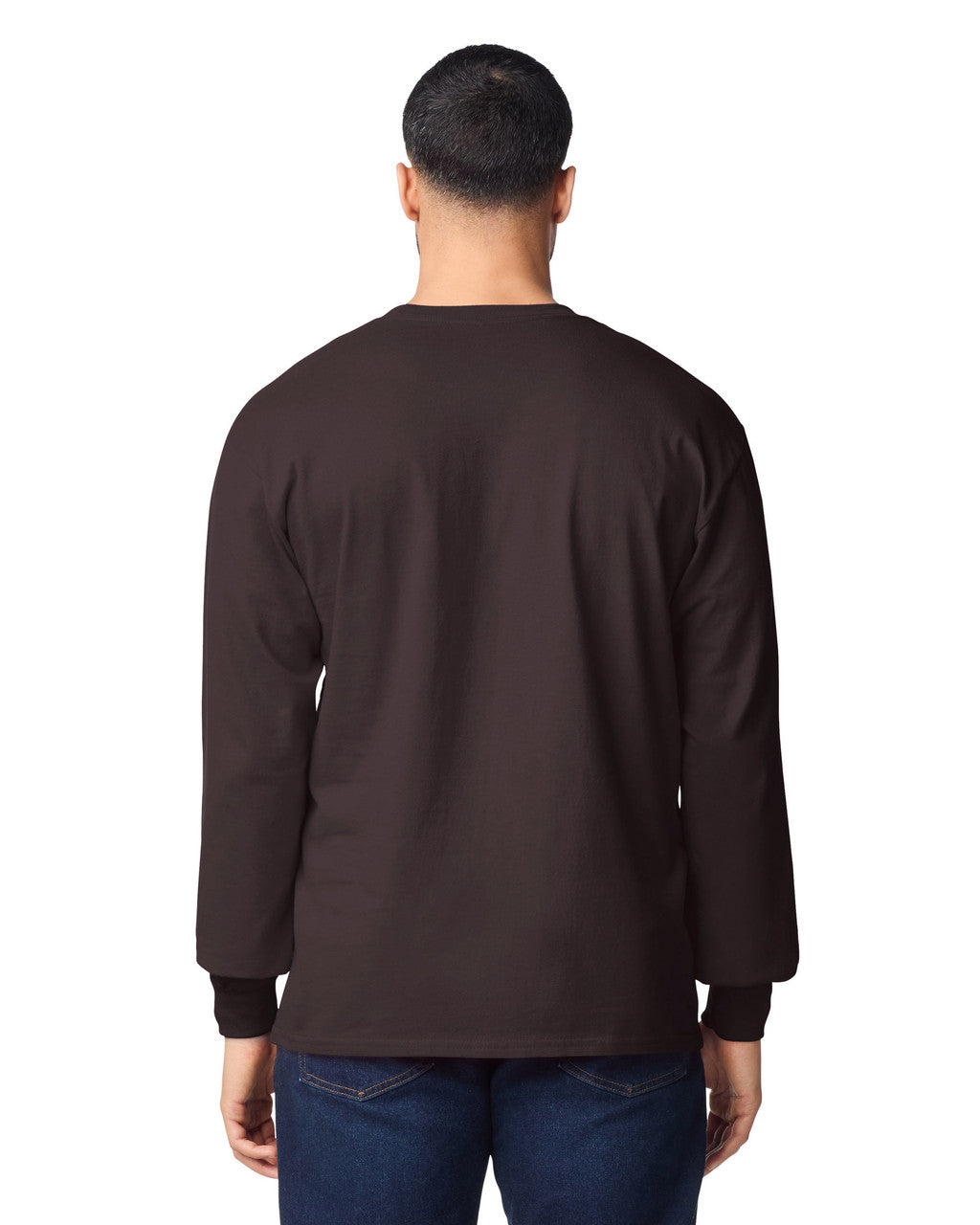 Gildan G240 Ultra Cotton Long Sleeve T-Shirt - Dark Chocolate - model back