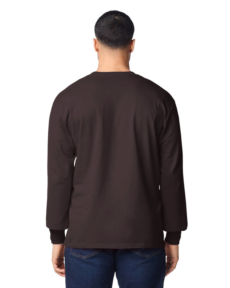 Gildan G240 Ultra Cotton Long Sleeve T-Shirt - Dark Chocolate - model back