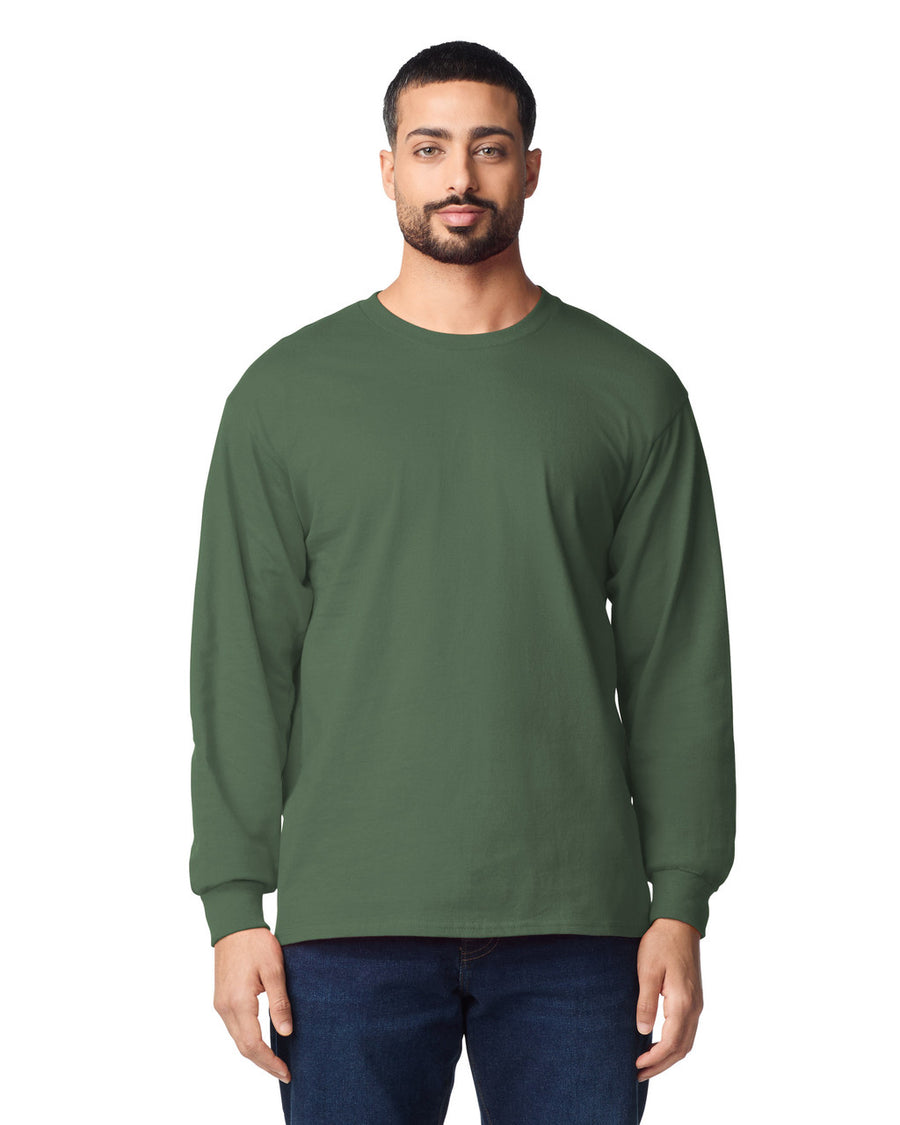 Gildan G240 Ultra Cotton Long Sleeve T-Shirt - Military Green - model front