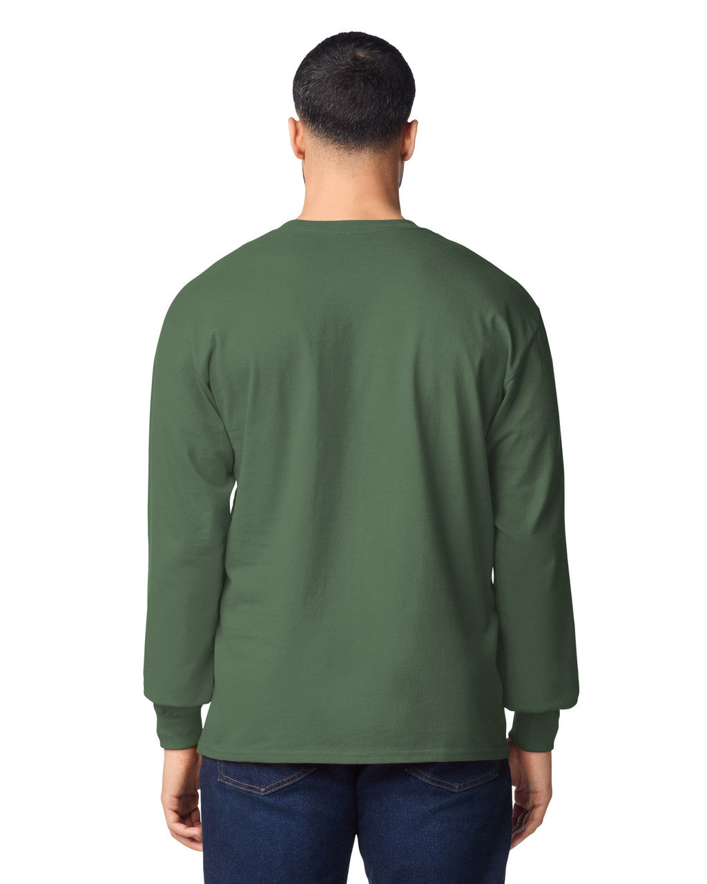 Gildan G240 Ultra Cotton Long Sleeve T-Shirt - Military Green - model back