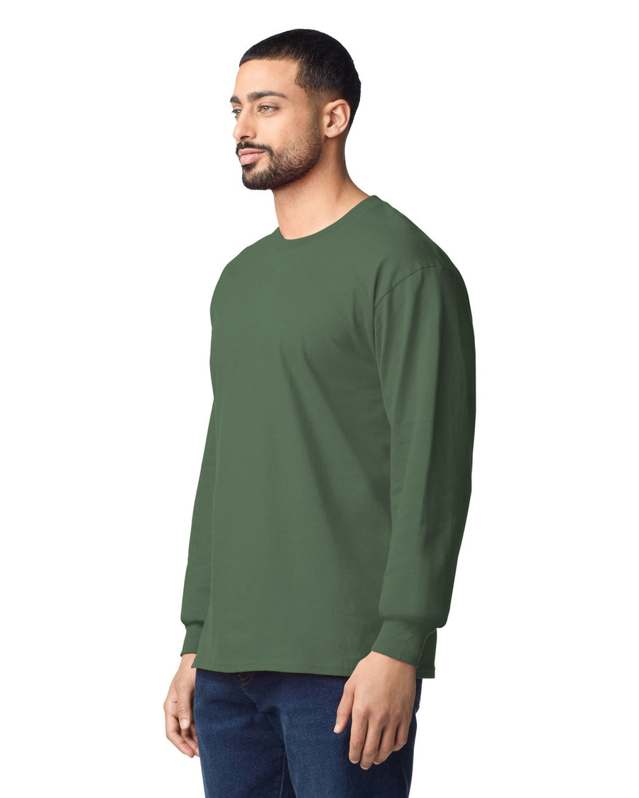 Gildan G240 Ultra Cotton Long Sleeve T-Shirt - Military Green - model side
