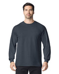 Gildan G240 Ultra Cotton Long Sleeve T-Shirt - Dark Heather - model front