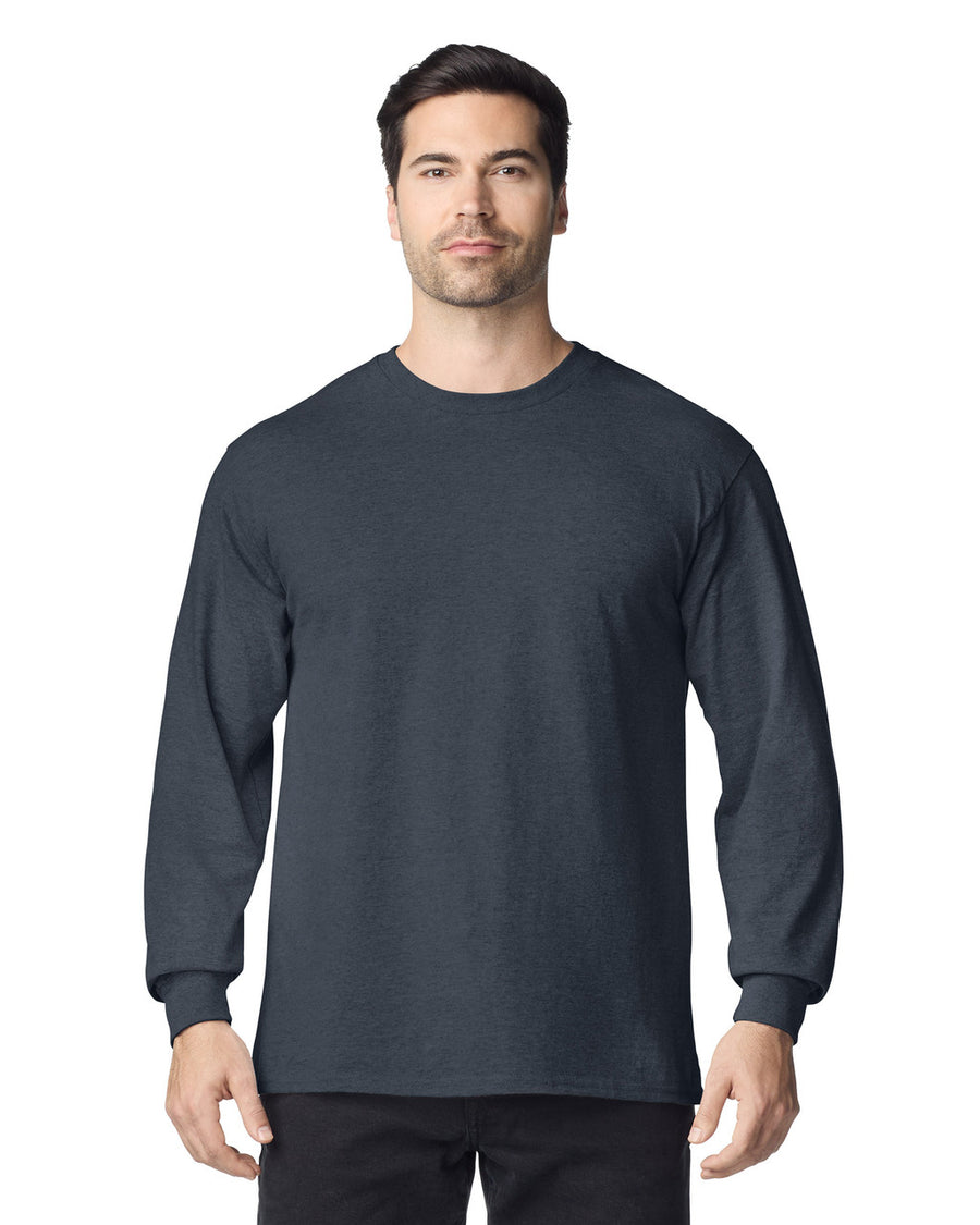 Gildan G240 Ultra Cotton Long Sleeve T-Shirt - Dark Heather - model front