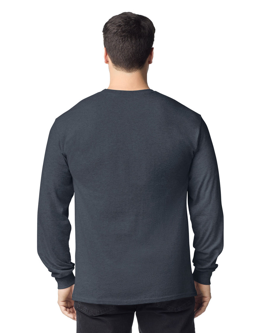 Gildan G240 Ultra Cotton Long Sleeve T-Shirt - Dark Heather - model back
