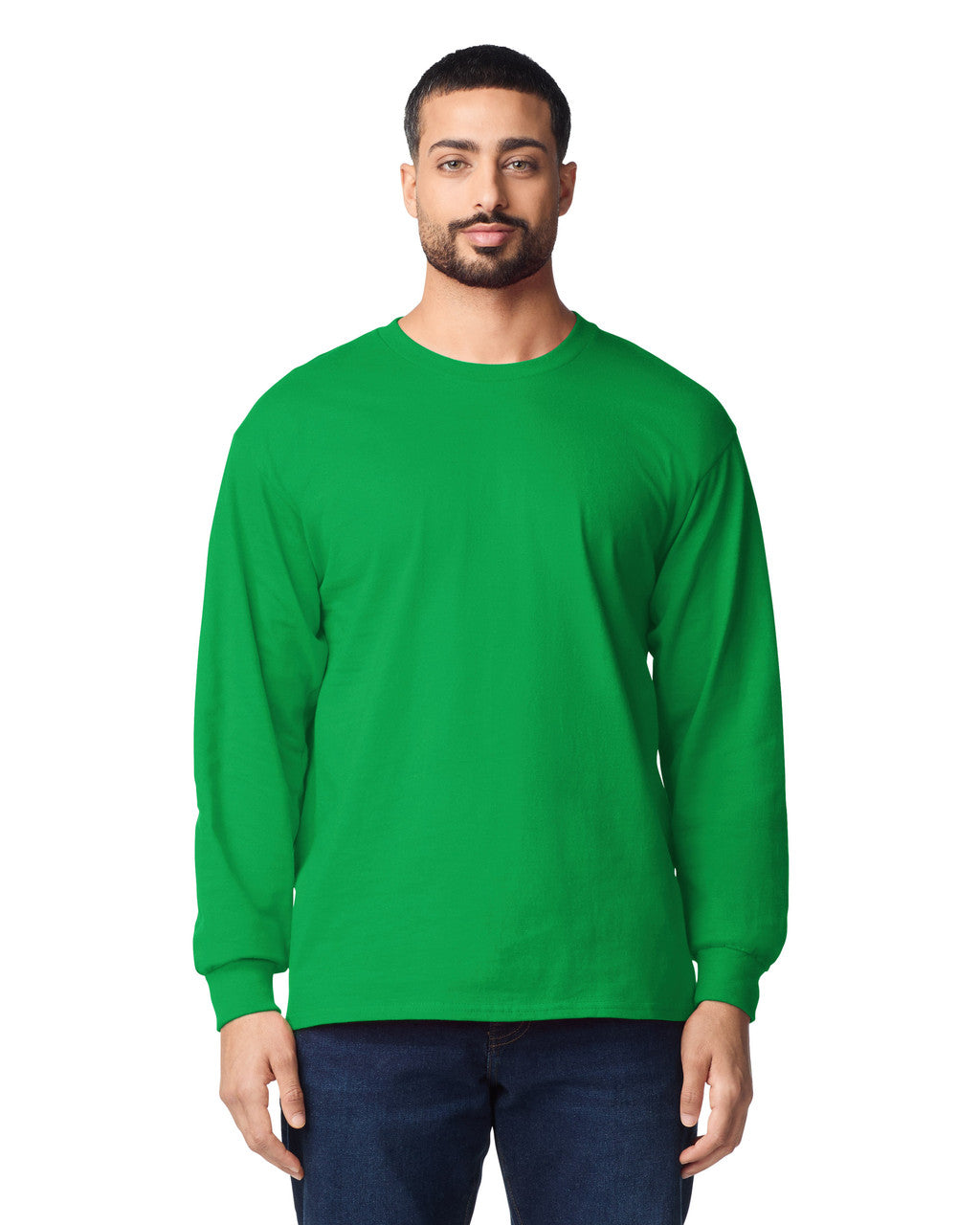 Gildan G240 Ultra Cotton Long Sleeve T-Shirt - Irish Green - model front