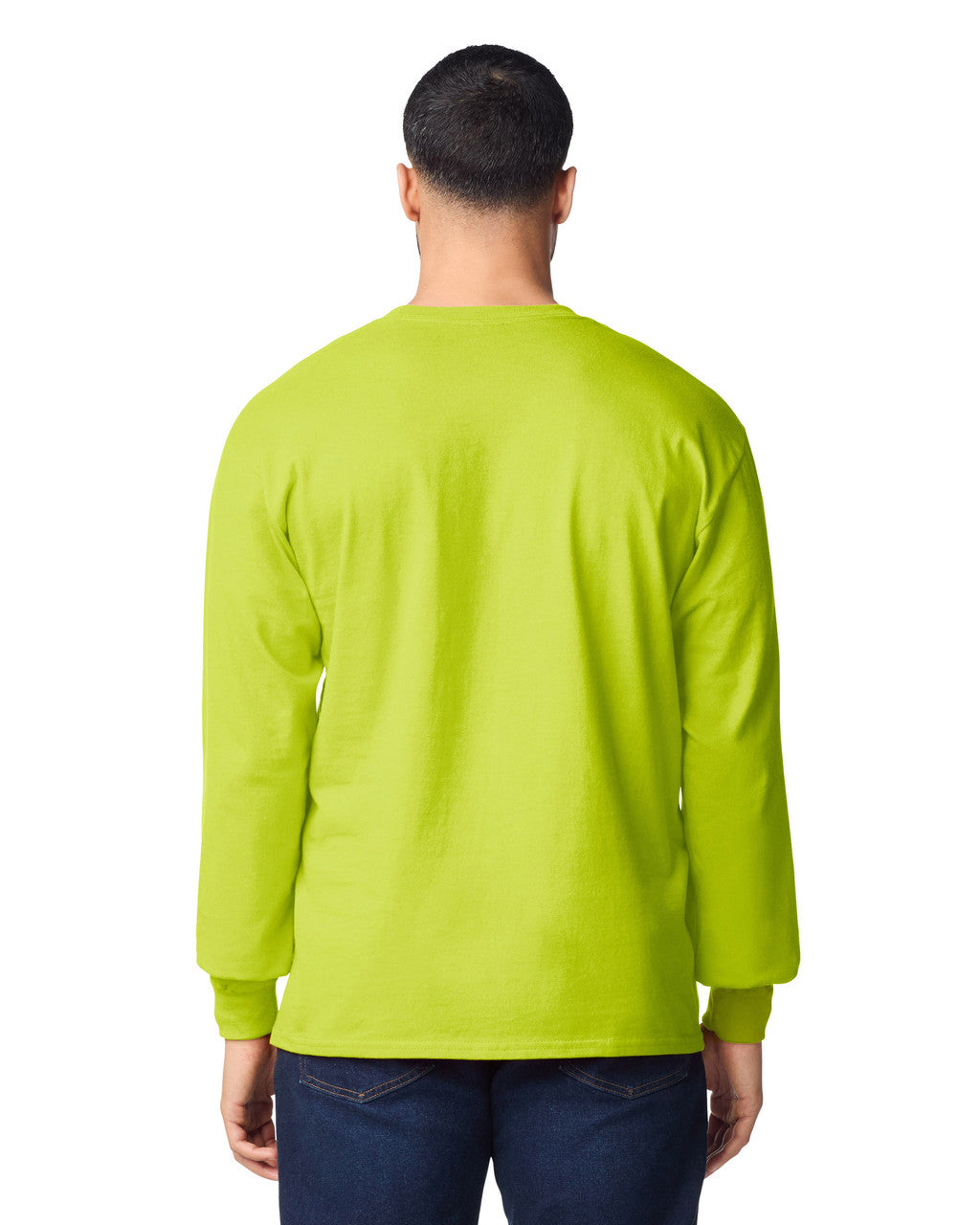 Gildan G240 Ultra Cotton Long Sleeve T-Shirt - Safety Green - model back