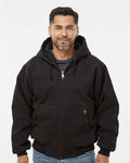 DRI DUCK 5020 Men's Cheyenne Boulder Cloth Hooded Jacket with Tricot Quilt Lining - Black - model front