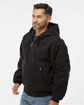 DRI DUCK 5020 Men's Cheyenne Boulder Cloth Hooded Jacket with Tricot Quilt Lining - Black - model side