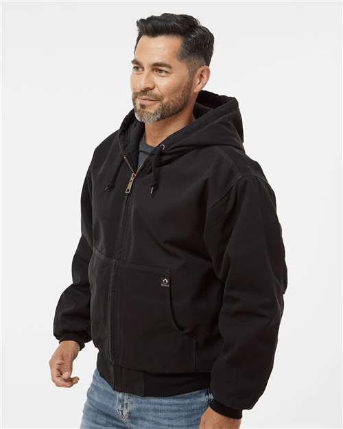 DRI DUCK 5020 Men's Cheyenne Boulder Cloth Hooded Jacket with Tricot Quilt Lining - Black - model side