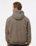 DRI DUCK 5020 Men's Cheyenne Boulder Cloth Hooded Jacket with Tricot Quilt Lining - Gravel - model back