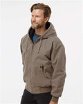 DRI DUCK 5020 Men's Cheyenne Boulder Cloth Hooded Jacket with Tricot Quilt Lining - Gravel - model side
