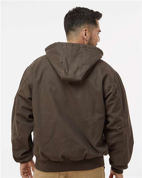 DRI DUCK 5020 Men's Cheyenne Boulder Cloth Hooded Jacket with Tricot Quilt Lining - Tobacco - model back