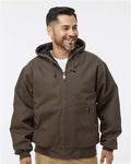 DRI DUCK 5020 Men's Cheyenne Boulder Cloth Hooded Jacket with Tricot Quilt Lining - Tobacco - model front