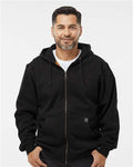 DRI DUCK 7033 Men's Crossfire Heavyweight Power Fleece Hooded Jacket with Thermal Lining - Black - model front