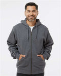 DRI DUCK 7033 Men's Crossfire Heavyweight Power Fleece Hooded Jacket with Thermal Lining - Dark Oxford - model front
